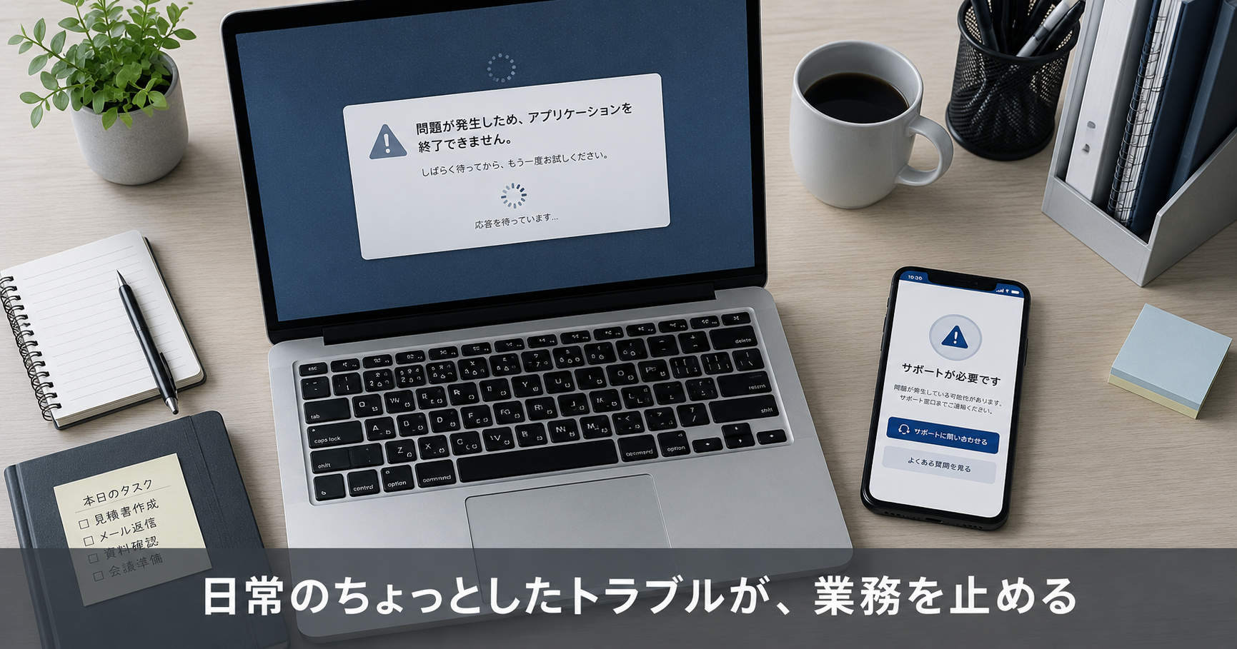 オフィスのPCトラブル発生——日常のちょっとしたトラブルが業務を止める